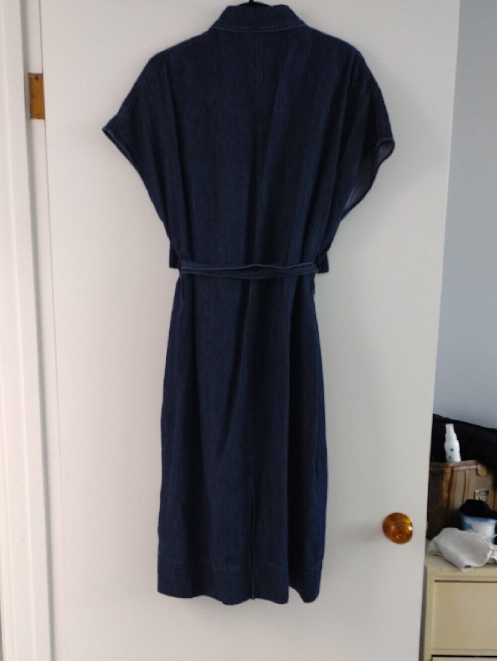 COS Denim Utility Midi Shirt Dress Indigo Blue Organic Cotton Tencel Size 12 - Picture 8 of 11